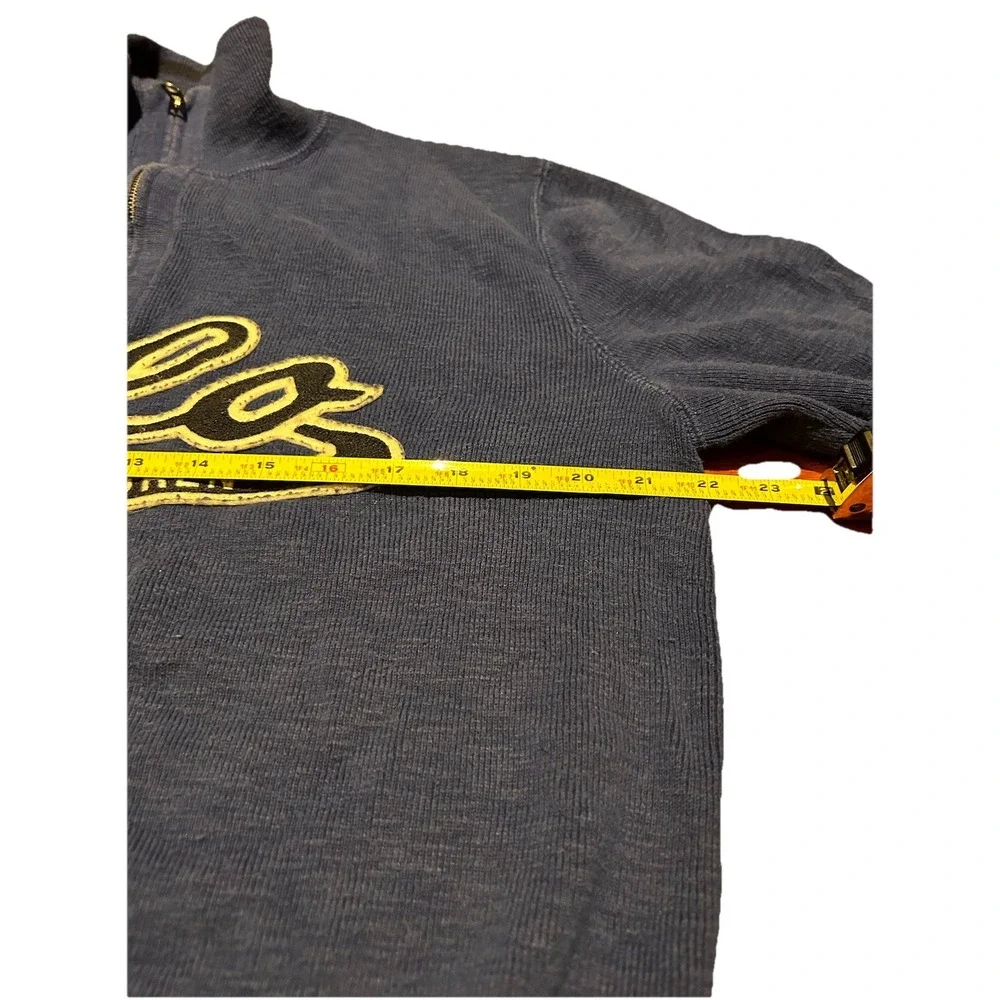 Polo‎ Ralph Lauren Sweater Mens Large Blue 1/4 Zip Long Sleeve Spell Out Rugby